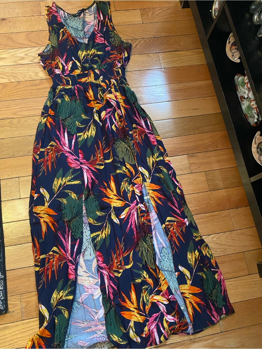 New Look Navy Tropical Floral Sleeveless Maxi Dress